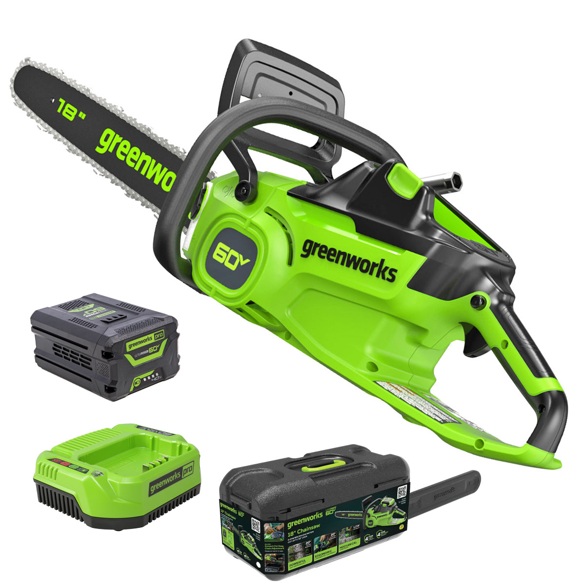 Greenworks 60V 18Inch 1 x 4.0Ah Chainsaw Kit 2009907AU