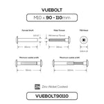 Vuetrade Vuebolt Concealed Thread Bolts - M10 x 90-110mm VUEBOLT90110