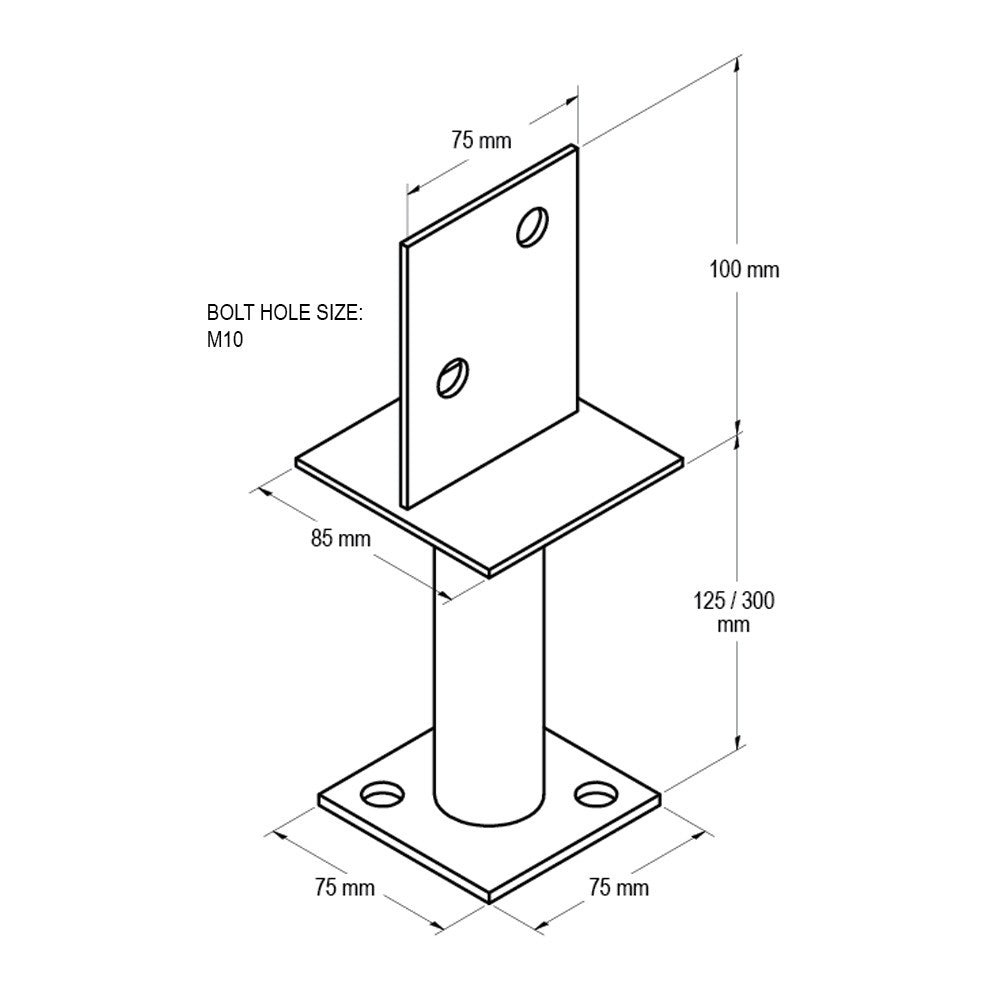 Vuetrade Post Support - Centre Blade - 300mm VBLPS300