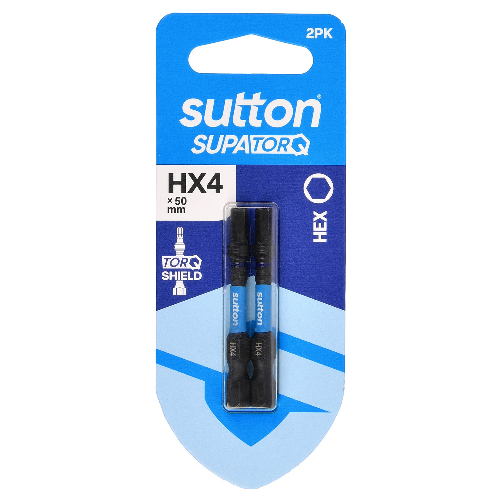 Sutton Tools Screwdriver Bit Supatorq Hex HX4 50Mm 2Pk S206H02B04