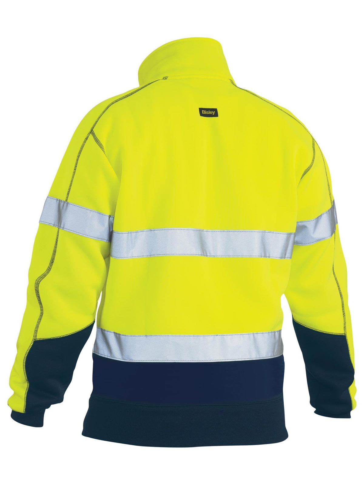 Bisley Workwear BK6989T Men's Yellow/Navy 6XL Taped Hi Vis 1/4 Zip Fleece Pullover BK6989T_TT046XL