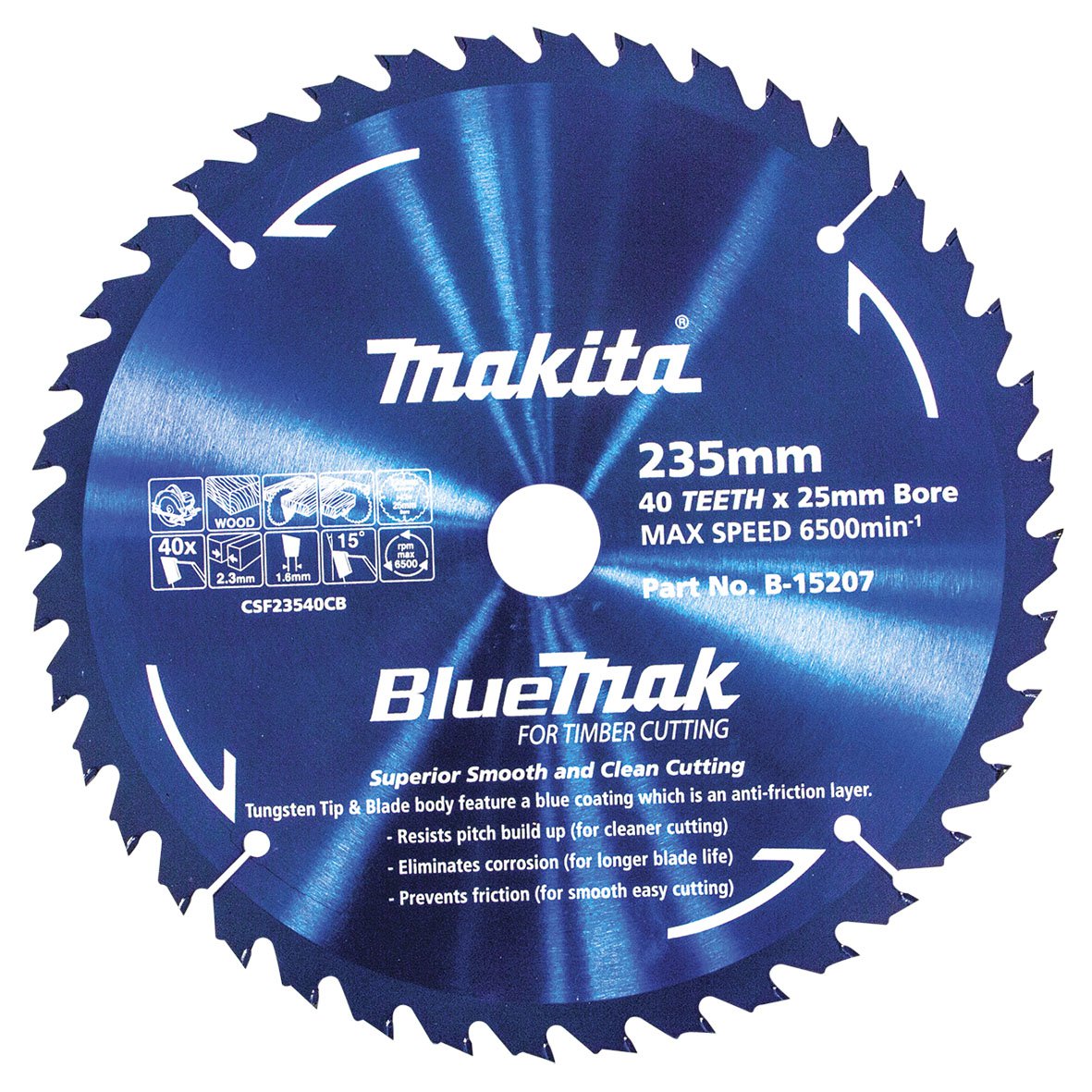 Makita Bluemak TCT Saw Blade 235mm X 25mm X 40T B-15207