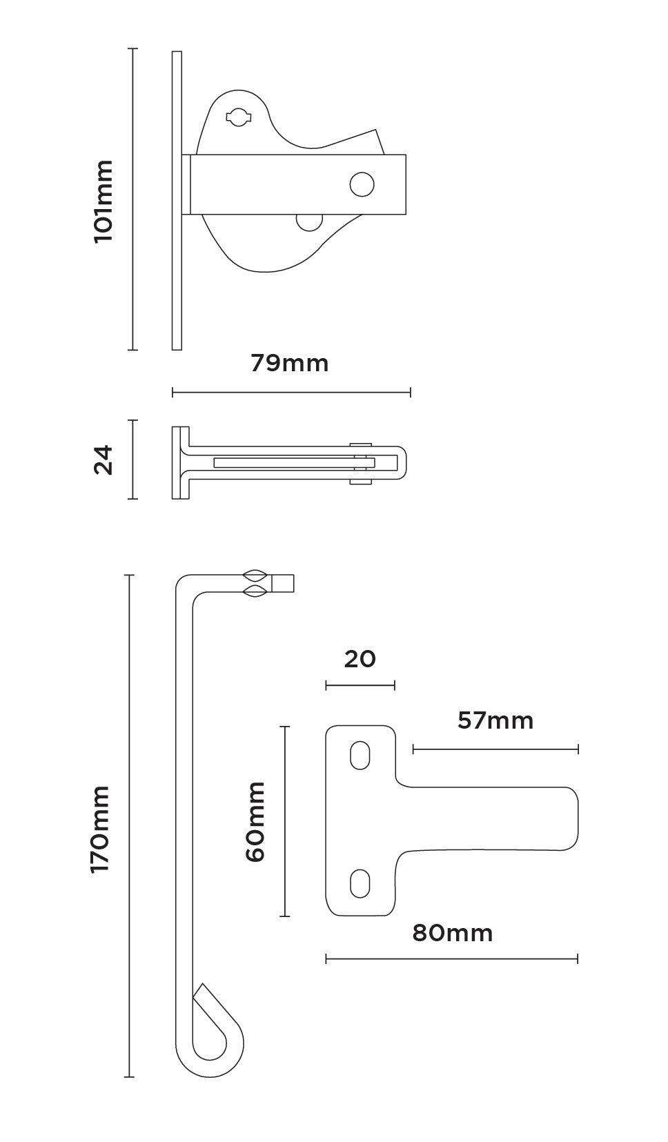 Trio Australia Gate Latch D Type Dual Galv BWDLHLATCHGV