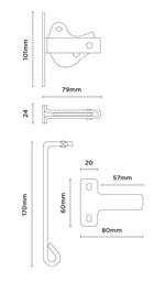 Trio Australia Gate Latch D Type Dual Galv BWDLHLATCHGV