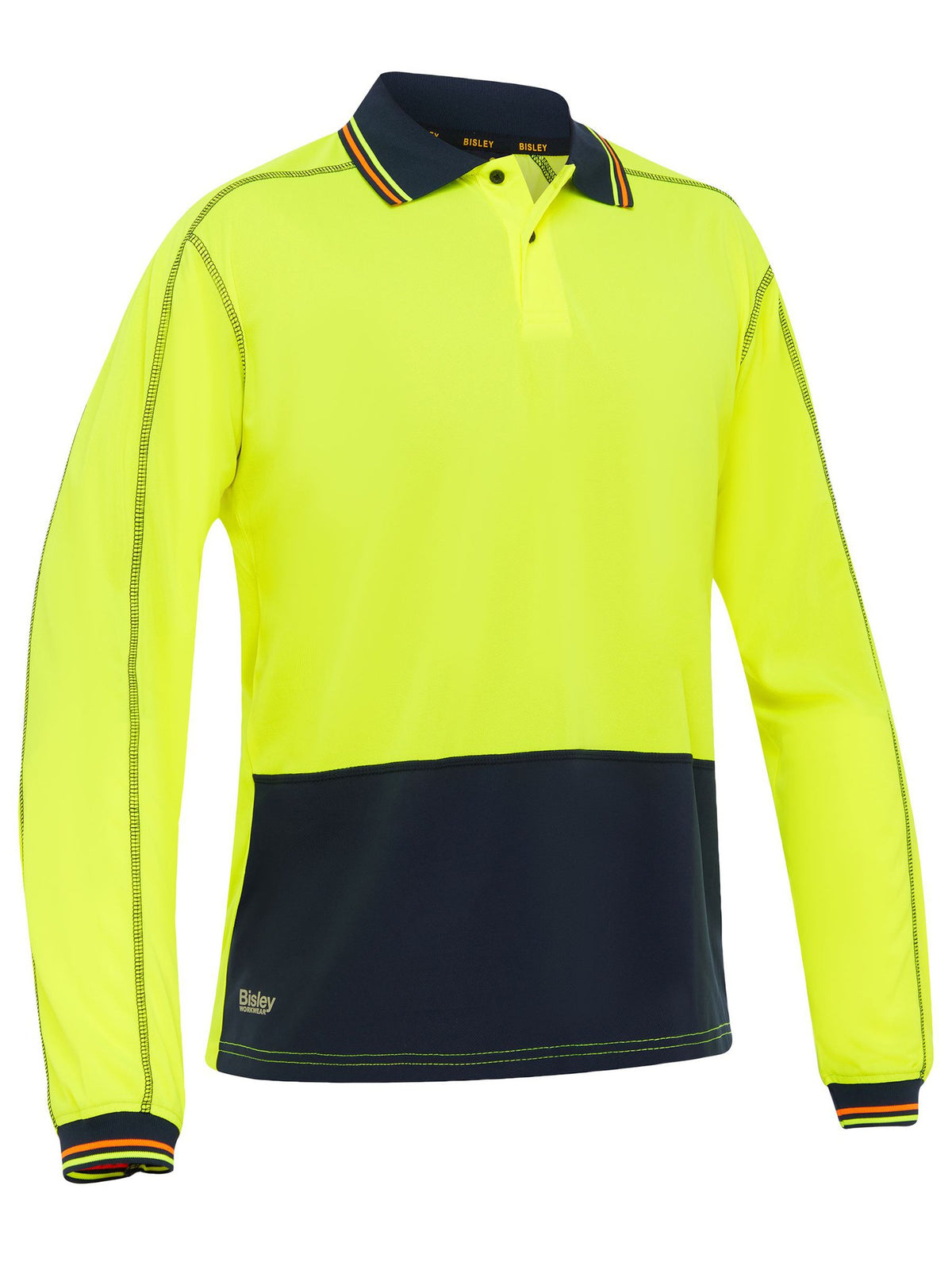 Bisley Workwear BK6219 Men's Yellow/Navy L Hi Vis Polyester Mesh Polo BK6219_TT04L