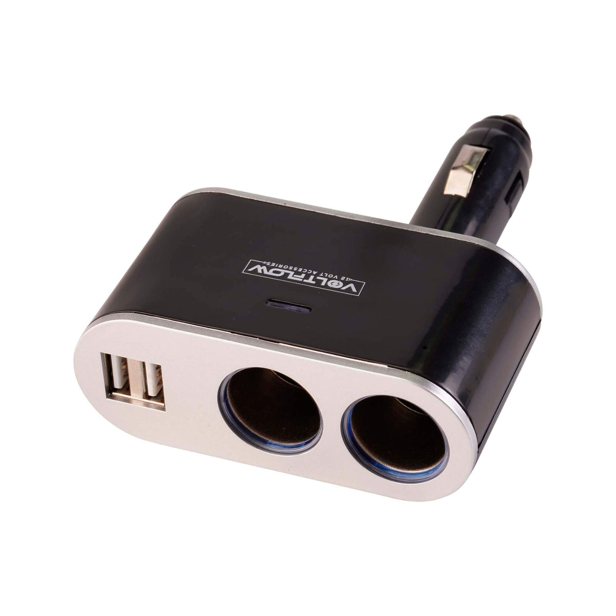 VoltFlow 12V Twin 90° Swivel Accessory Plug + Dual USB Outlet APDPU