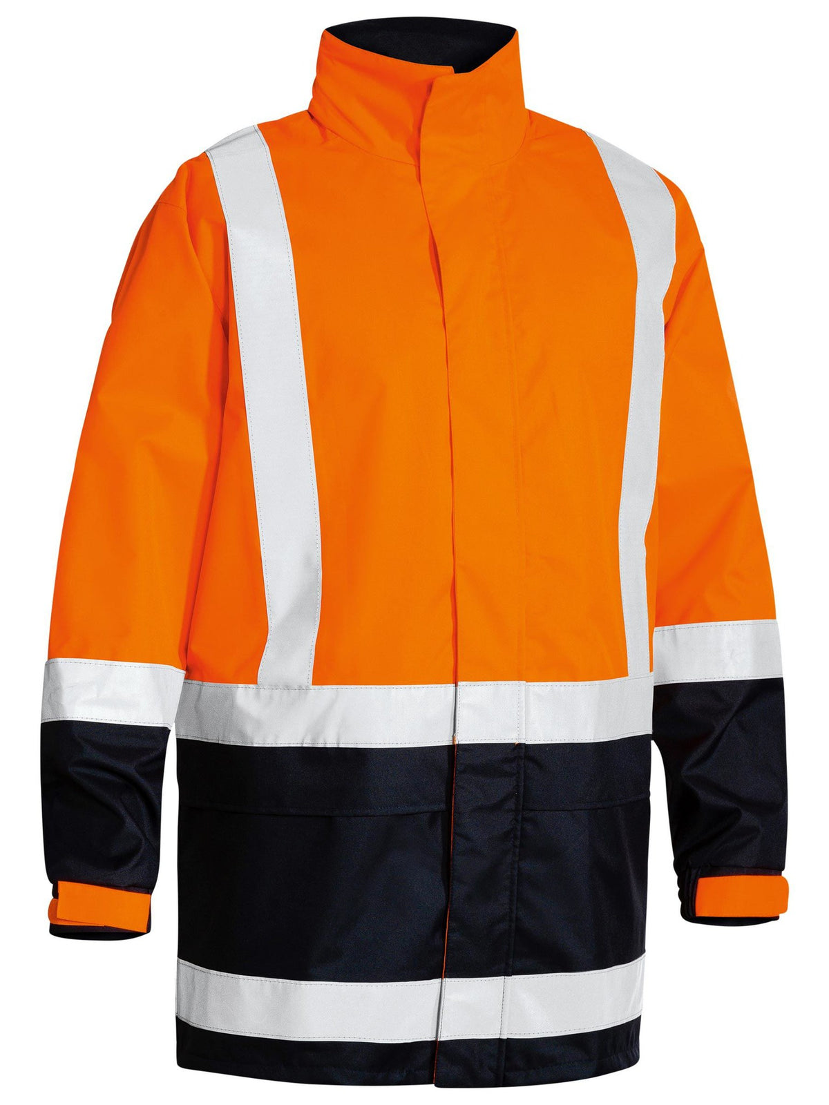 Bisley Workwear BJ6766T Men's Orange/Navy 6XL Taped Hi Vis Recycled Rain Shell Jacket BJ6766T_TT056XL