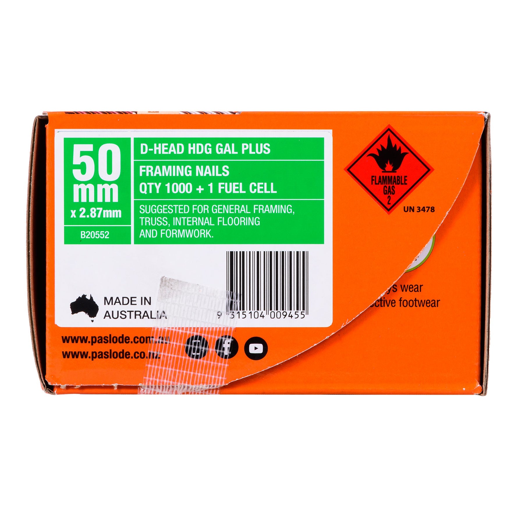 Paslode 50 x 2.87mm Hdg Impulse D Head Nail - 1000 Pack B20552