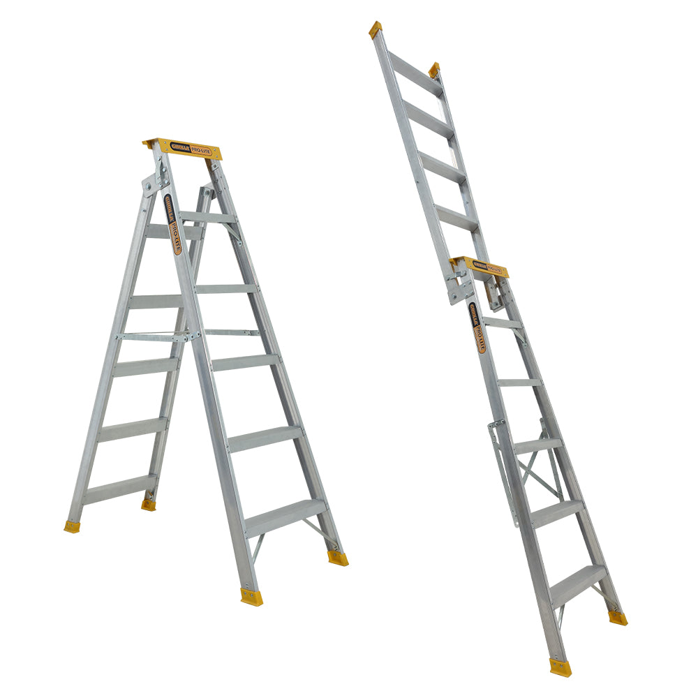 Gorilla DM006-PRO Pro-Lite 6 Step Dual Purpose Aluminium Ladder (1.75 - 3.13M) 150kg Industrial