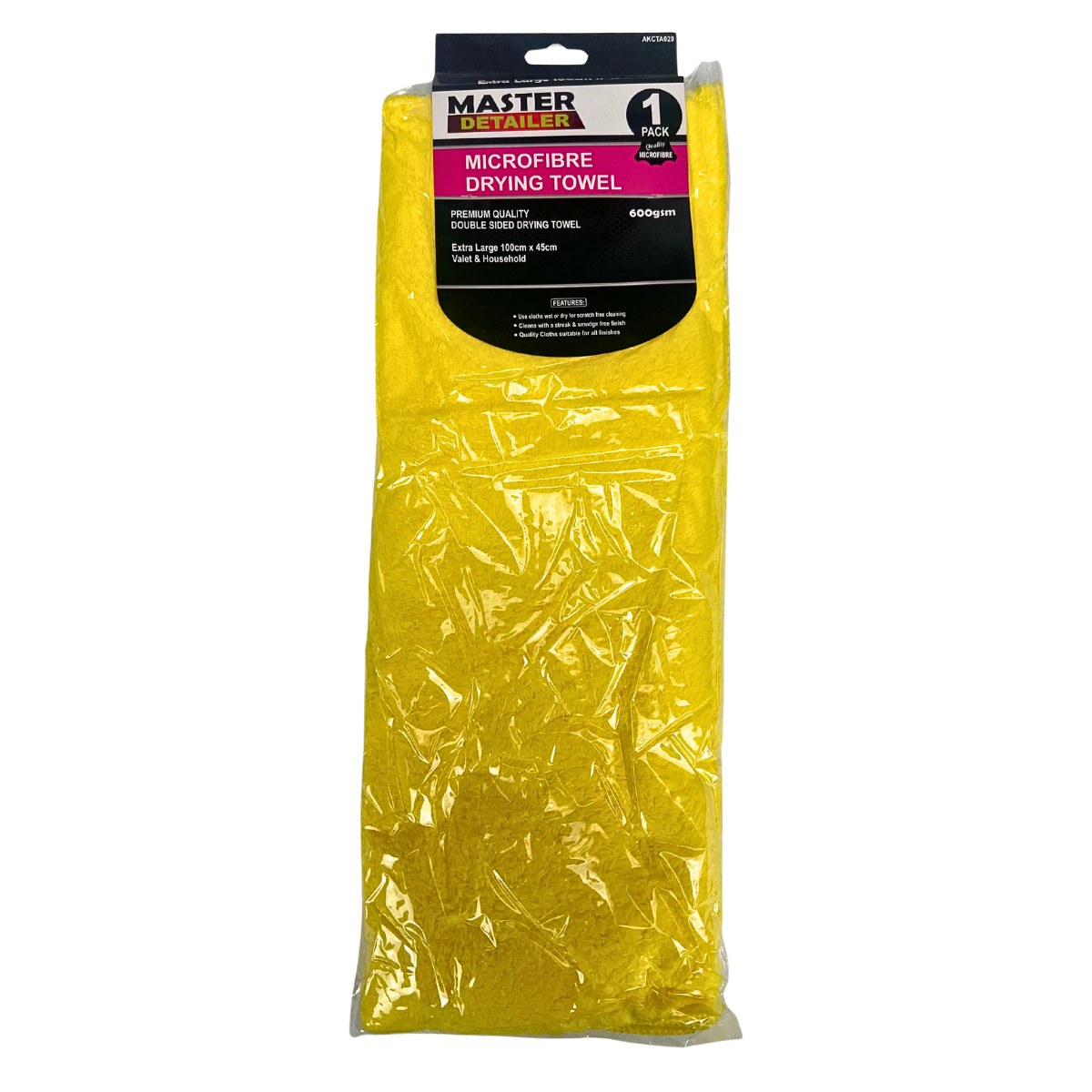 AK Detail Microfibre Fluro Drying Towel 100 x 45cm 600 GSM AKCTA029