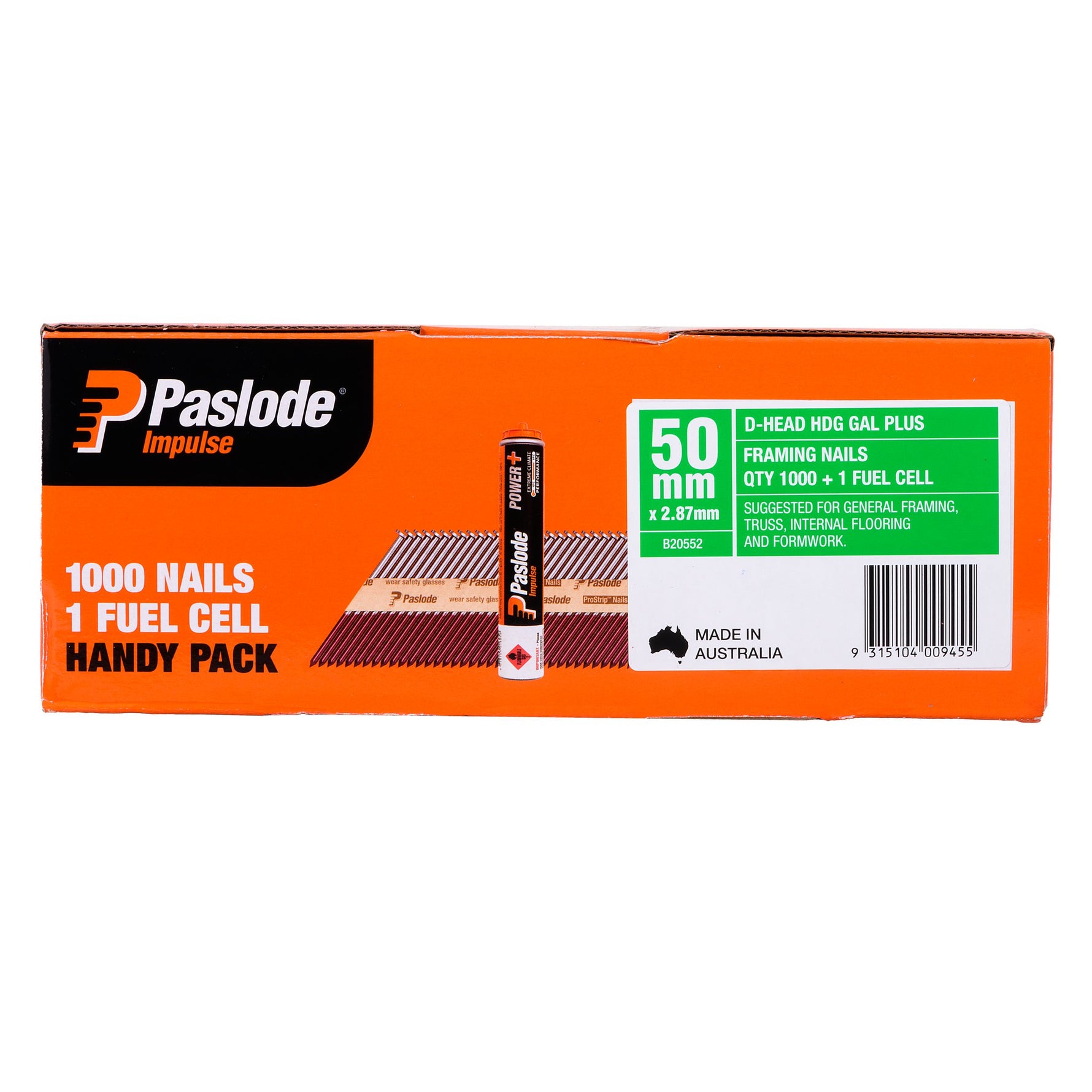 Paslode 50 x 2.87mm Hdg Impulse D Head Nail - 1000 Pack B20552