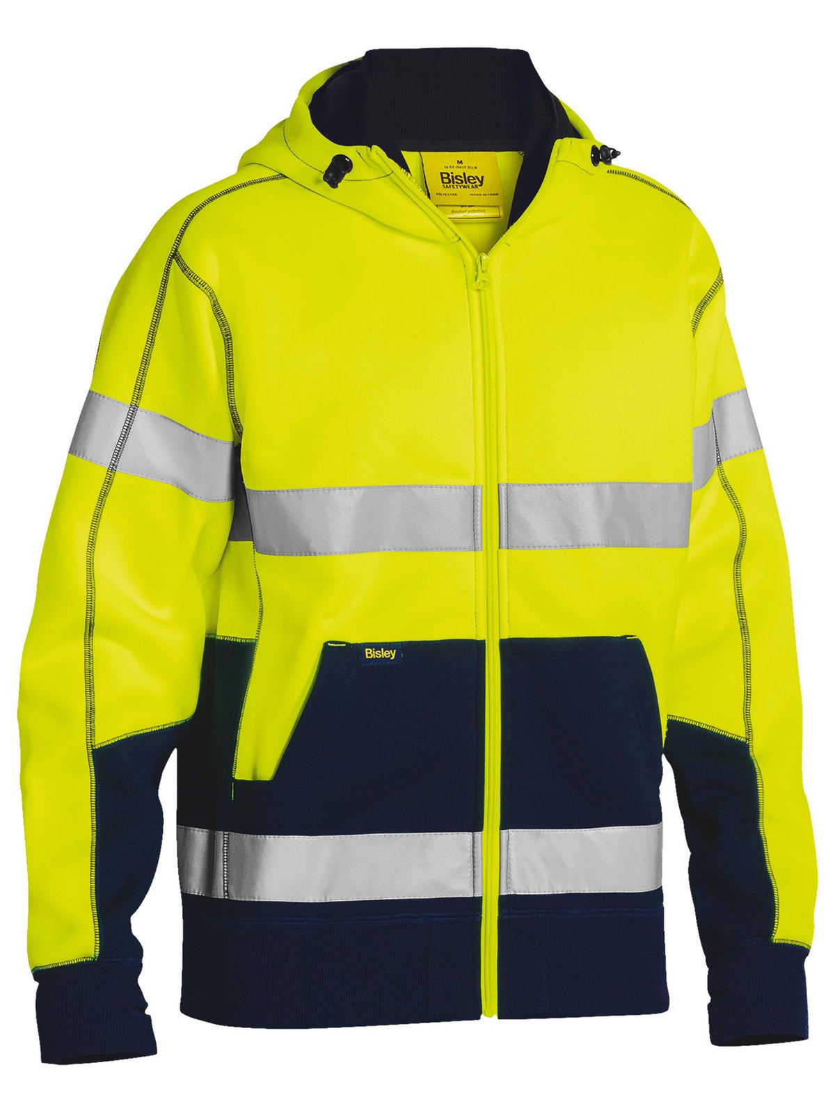 Bisley Workwear BK6819T Men's Yellow/Navy XL Taped Hi Vis Fleece Hoodie BK6819T_TT04XL