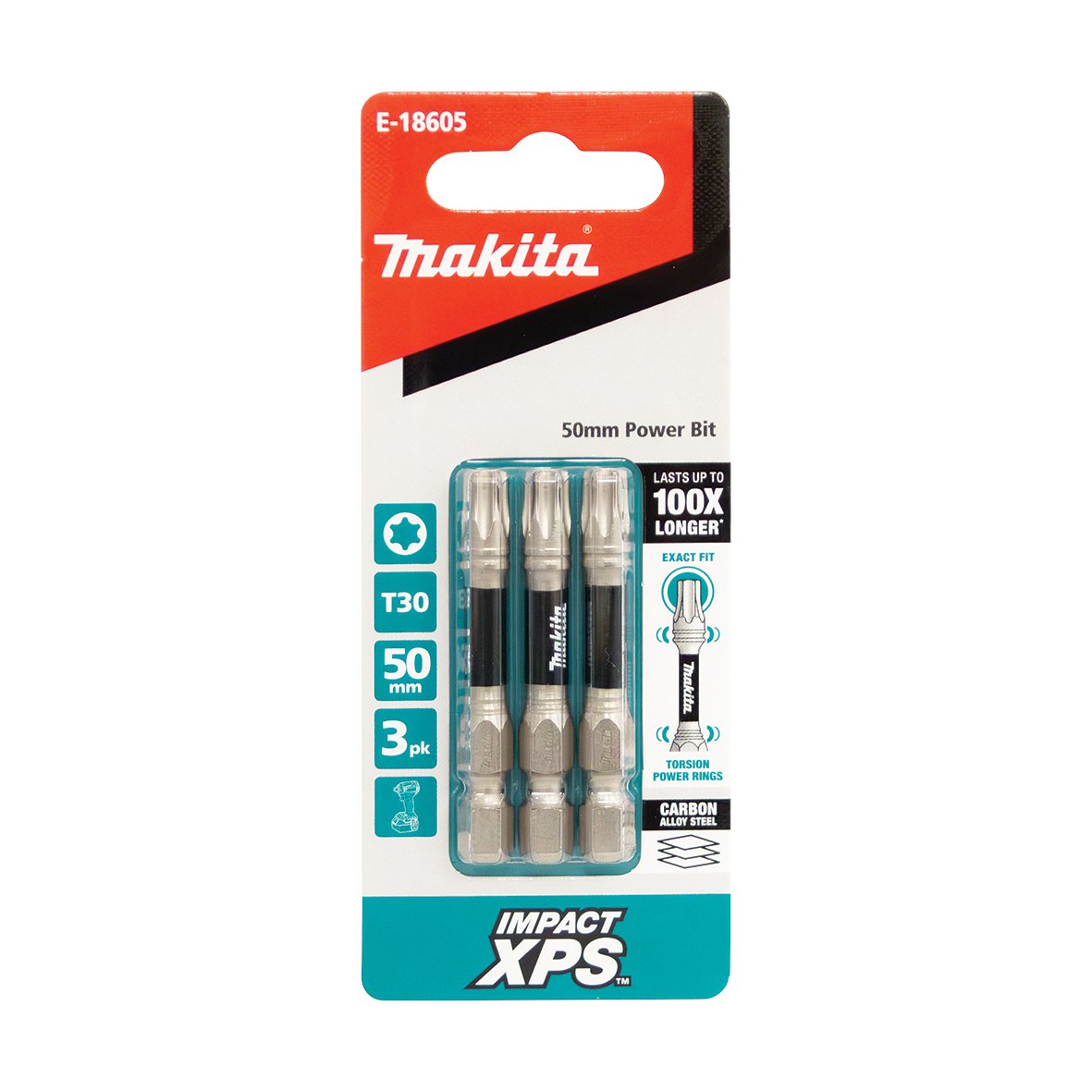 Makita Impact Xps T30 X 50mm Power Bit - 3pk E-18605