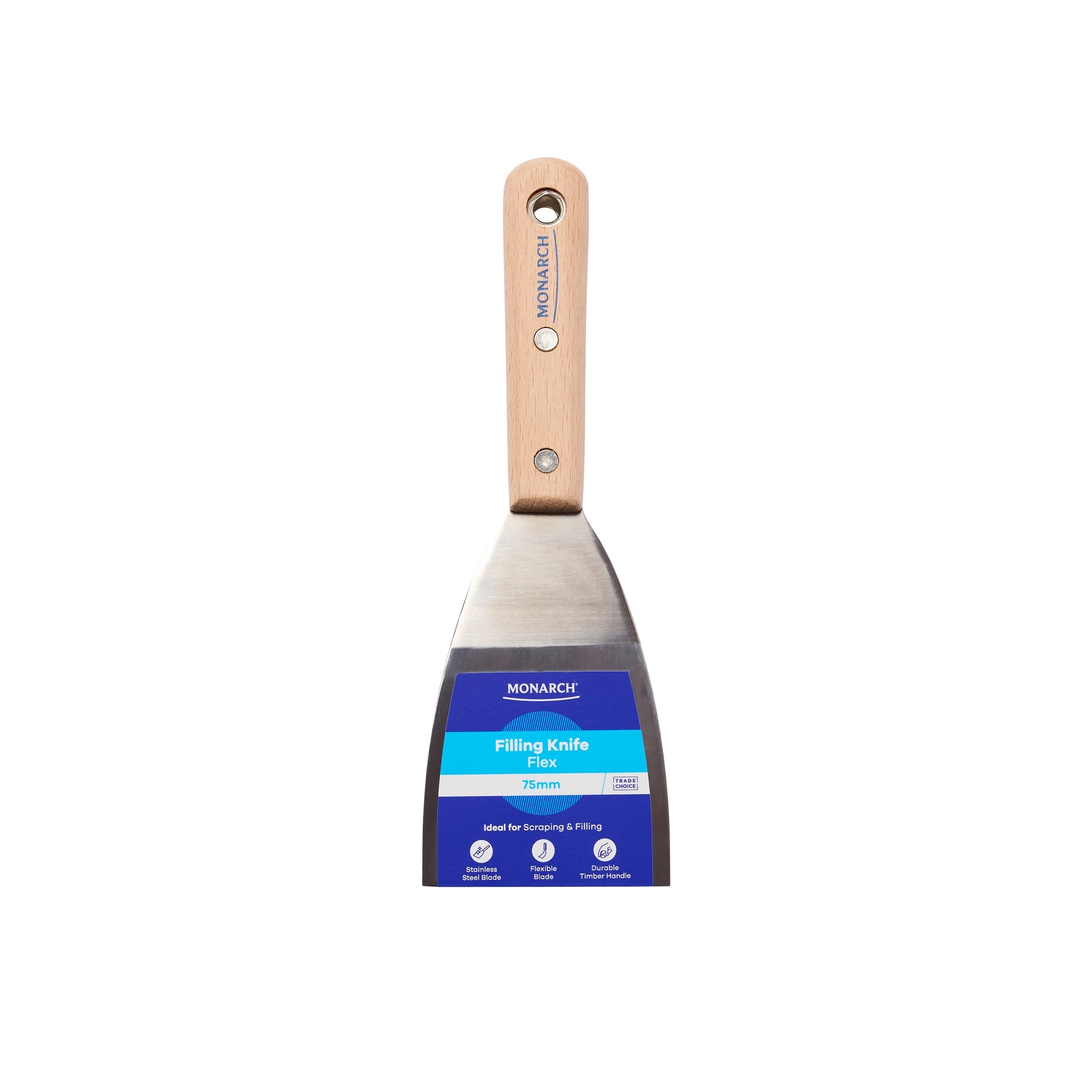 Monarch Timber Handle Filling Knife 75mm Flex