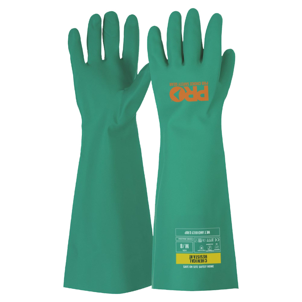 Pro Choice Safety Gear Green Size L 45Cm Green Nitrile Gauntlet Gloves