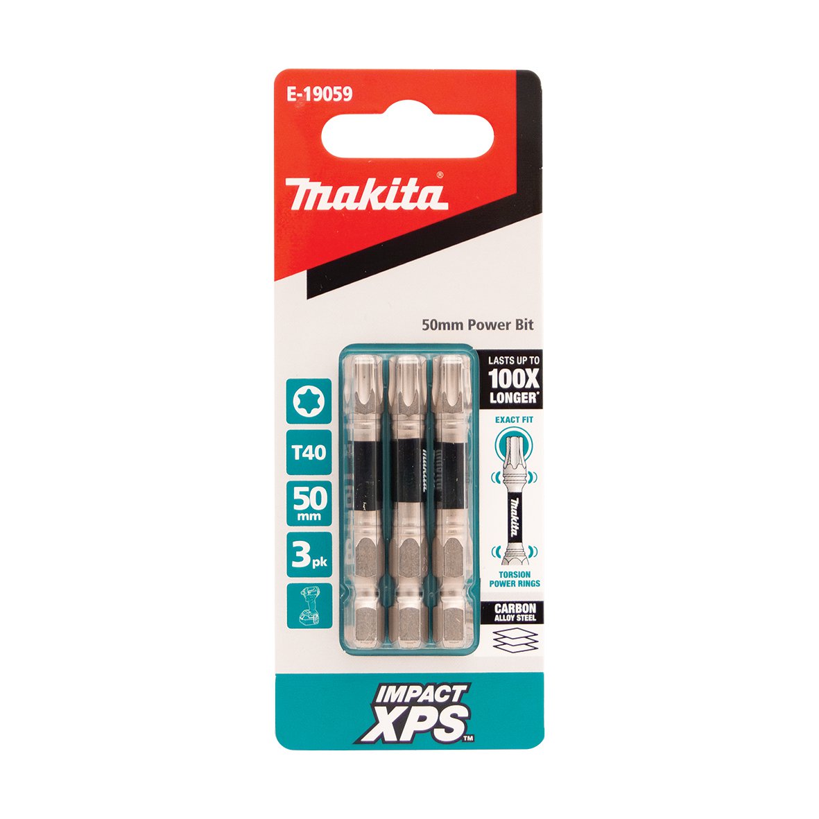 Makita Impact Xps T40 X 50mm Power Bit - 3pk E-19059