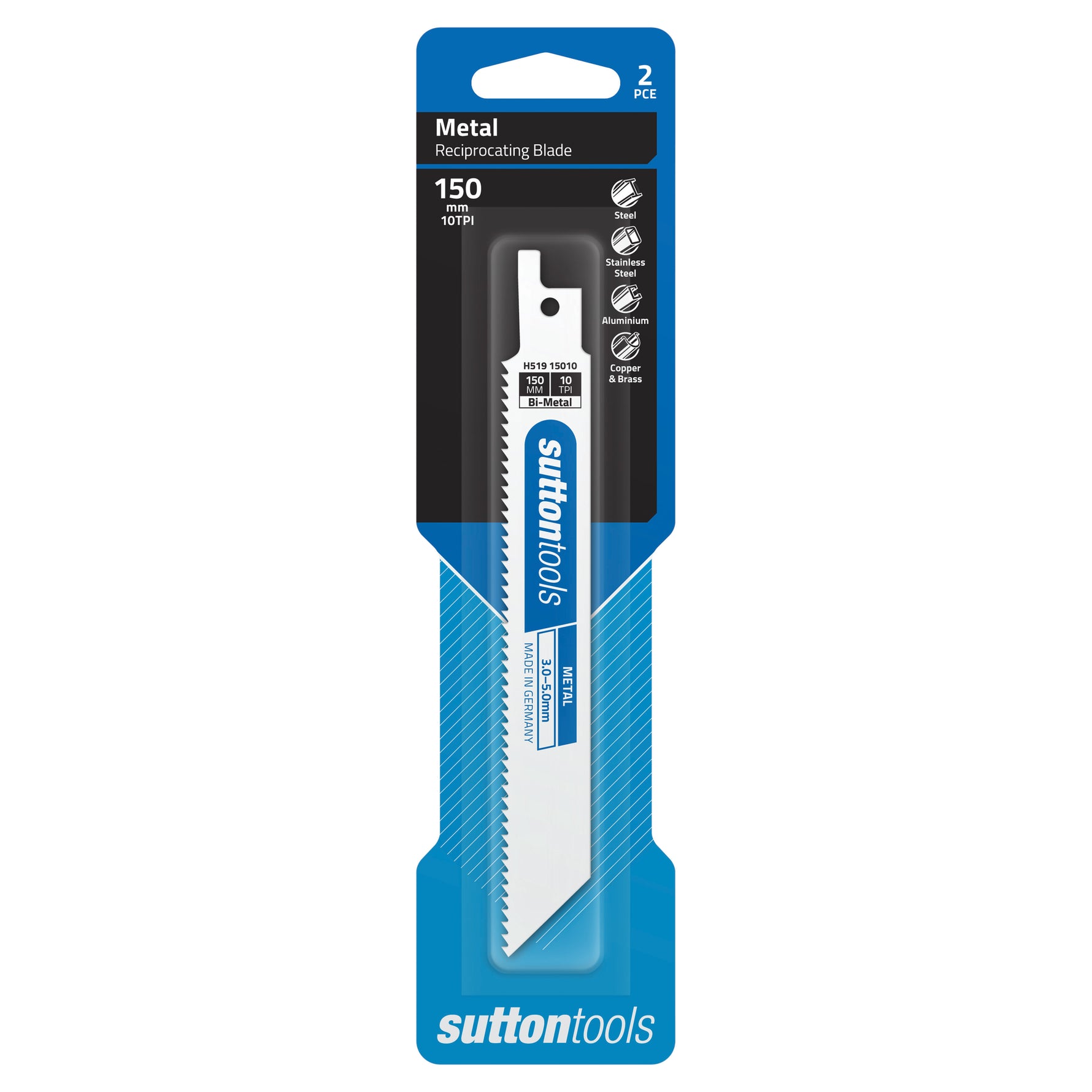Sutton Tools Blade Recip Bim Metal 150x19x0.9MM 10Tpi 2Pk H51915010
