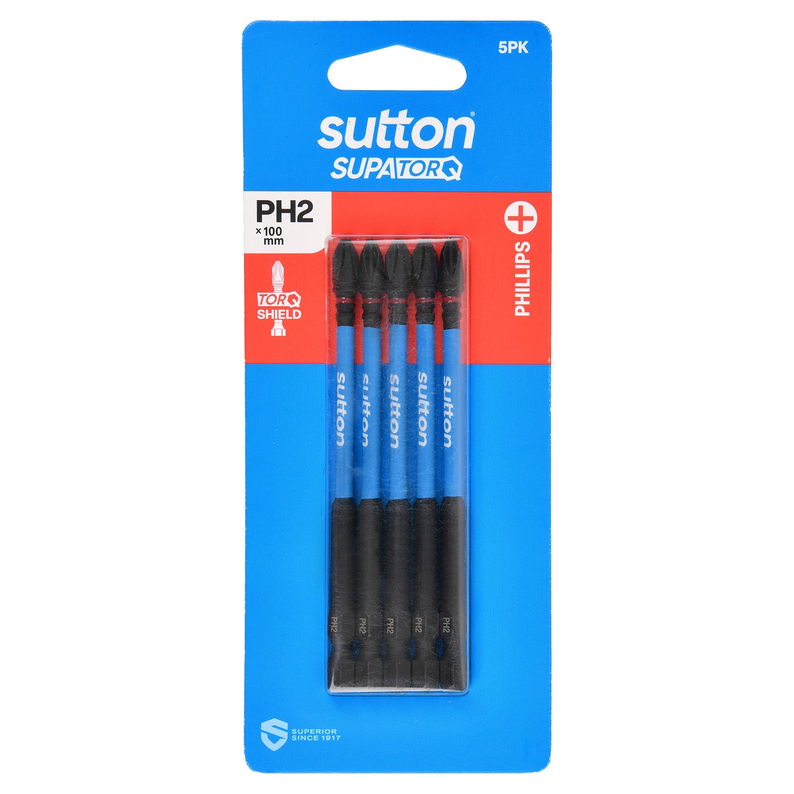 Sutton Tools Screwdriver Bit Supatorq Phillips PH2 100Mm 5Pk S200H05E02