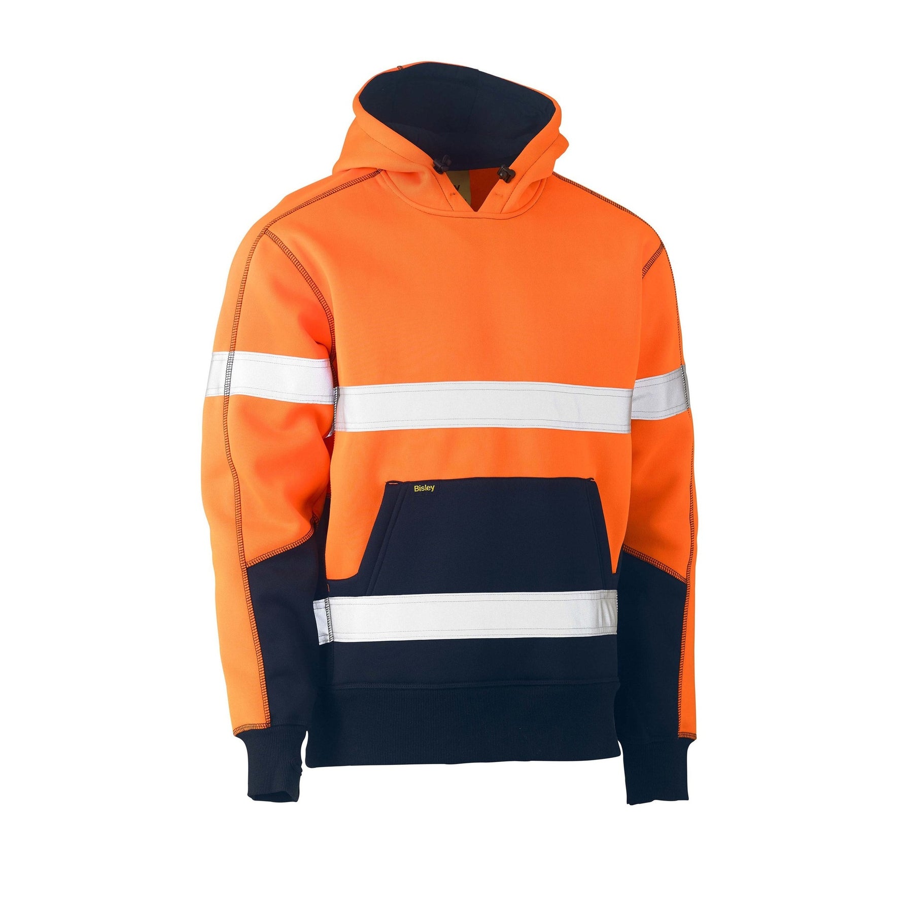 Bisley Workwear BK6619T Men's Orange/Navy Xl Taped Two Tone Fleece Hoodie Pullover