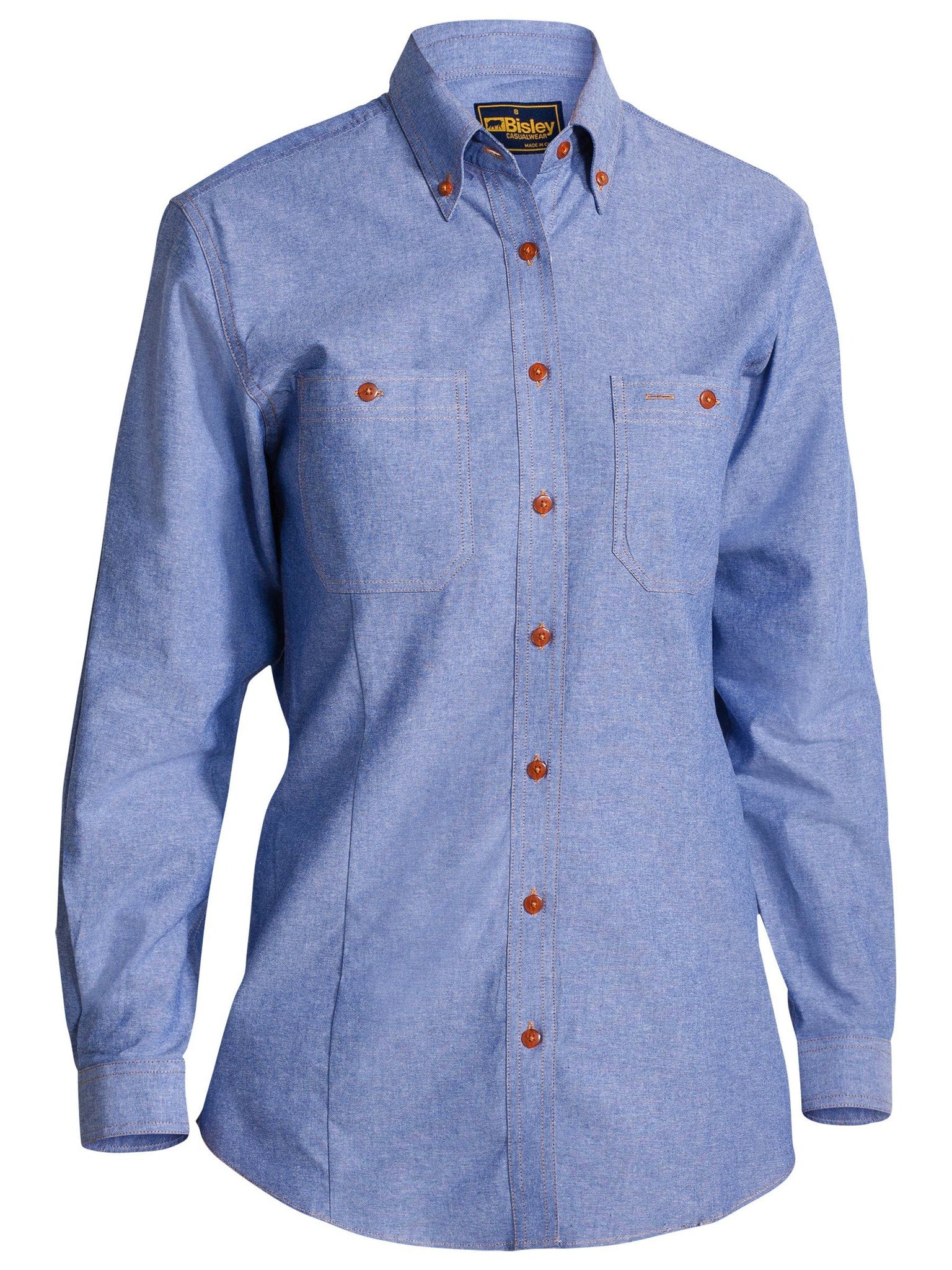 Bisley Workwear B76407L Women's Blue 24 Chambray Shirt B76407L_BWED24