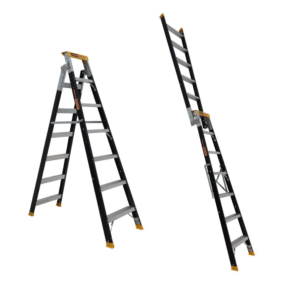 Gorilla FDM007-PRO Pro-Lite 7 Step Fibreglass Dual Purpose Ladder (2.05 - 3.74M) 150kg Industrial