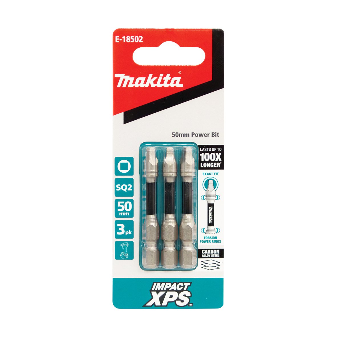 Makita Impact Xps SQ2 X 50mm Power Bit - 3pk E-18502