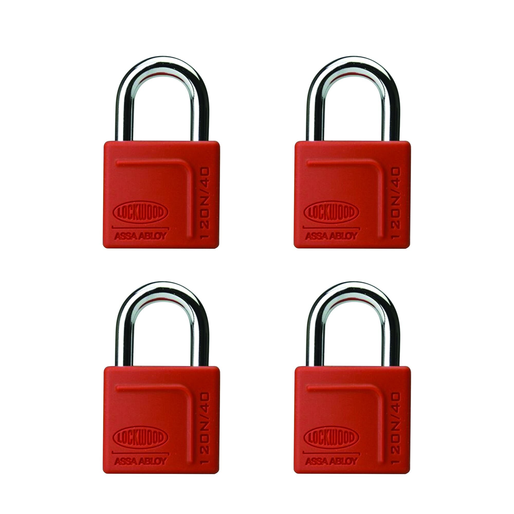 Lockwood 120N Series Padlock 40mm With 25mm Shackle With Silicon Jacket 4DP Quad Pack Keyed Alike 120N/40/125/4DP