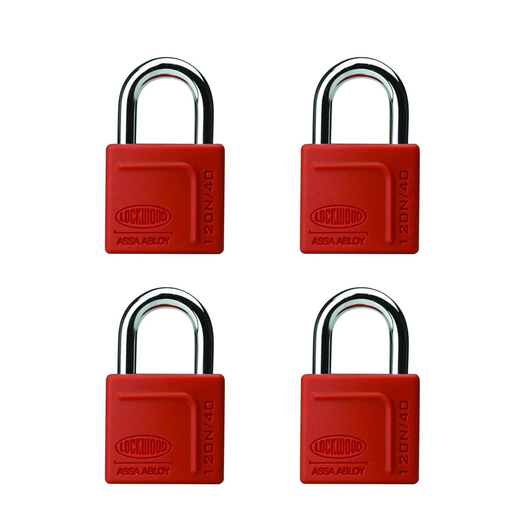 Lockwood 120N Series Padlock 40mm With 25mm Shackle With Silicon Jacket 4DP Quad Pack Keyed Alike 120N/40/125/4DP
