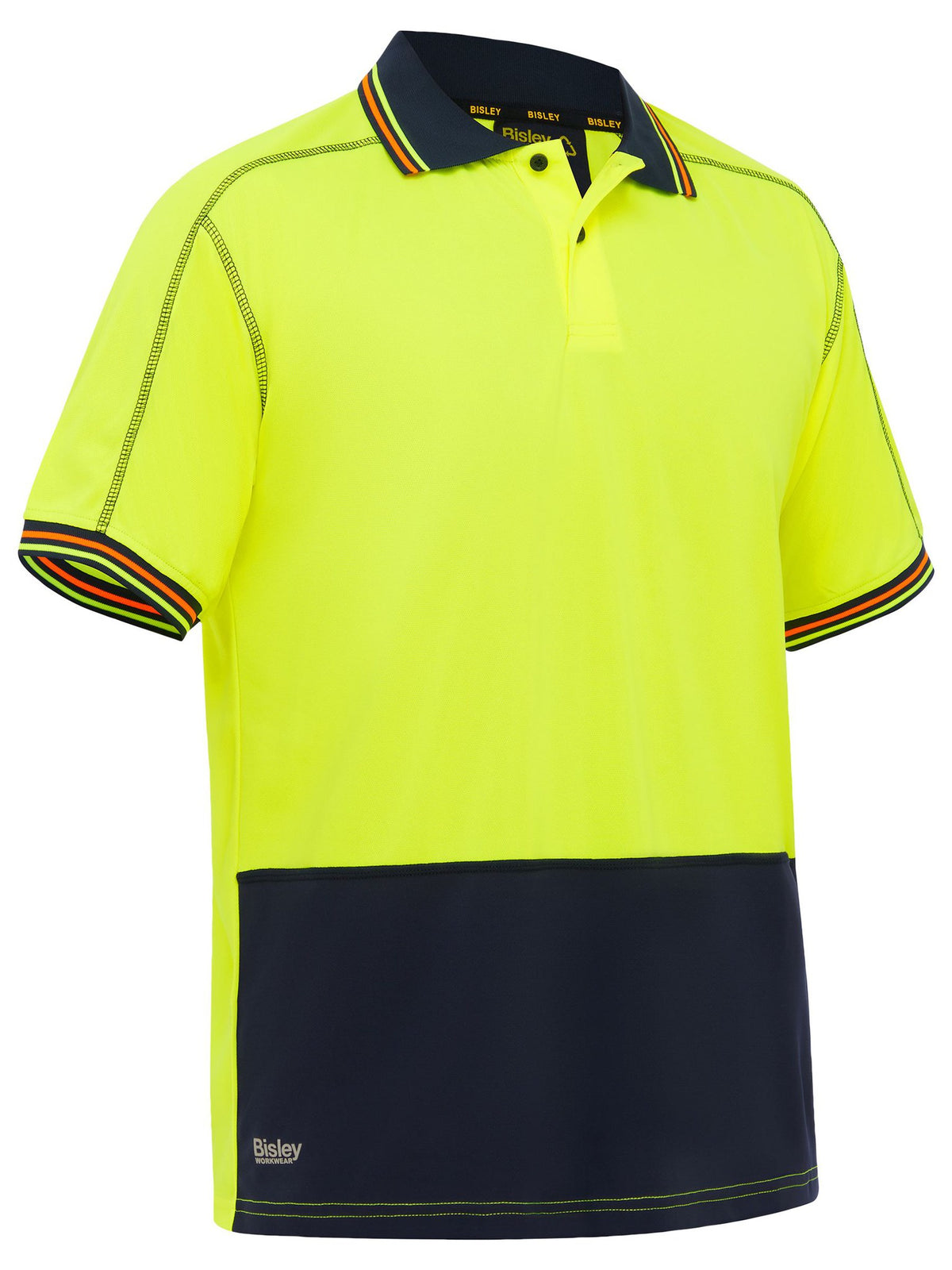 Bisley Workwear BK1219 Men's Yellow/Navy 4XL Hi Vis Polyester Mesh Polo BK1219_TT044XL