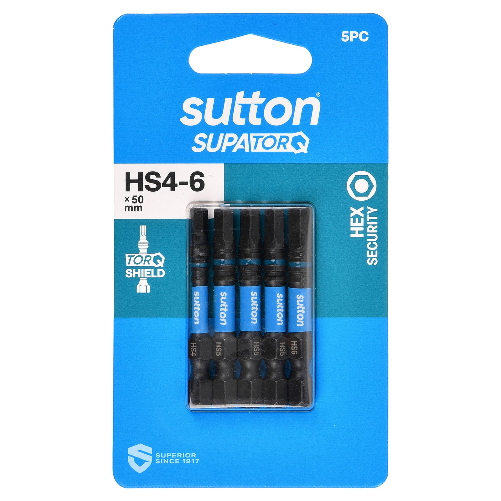 Sutton Tools Screwdriver Bit Supatorq Hex-S Set HS4-6 50Mm 5Pc S208S05B06