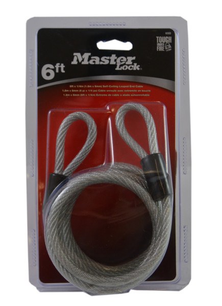 Master Lock Cable Self Coil Plastic Covered 1.8M 65DAU