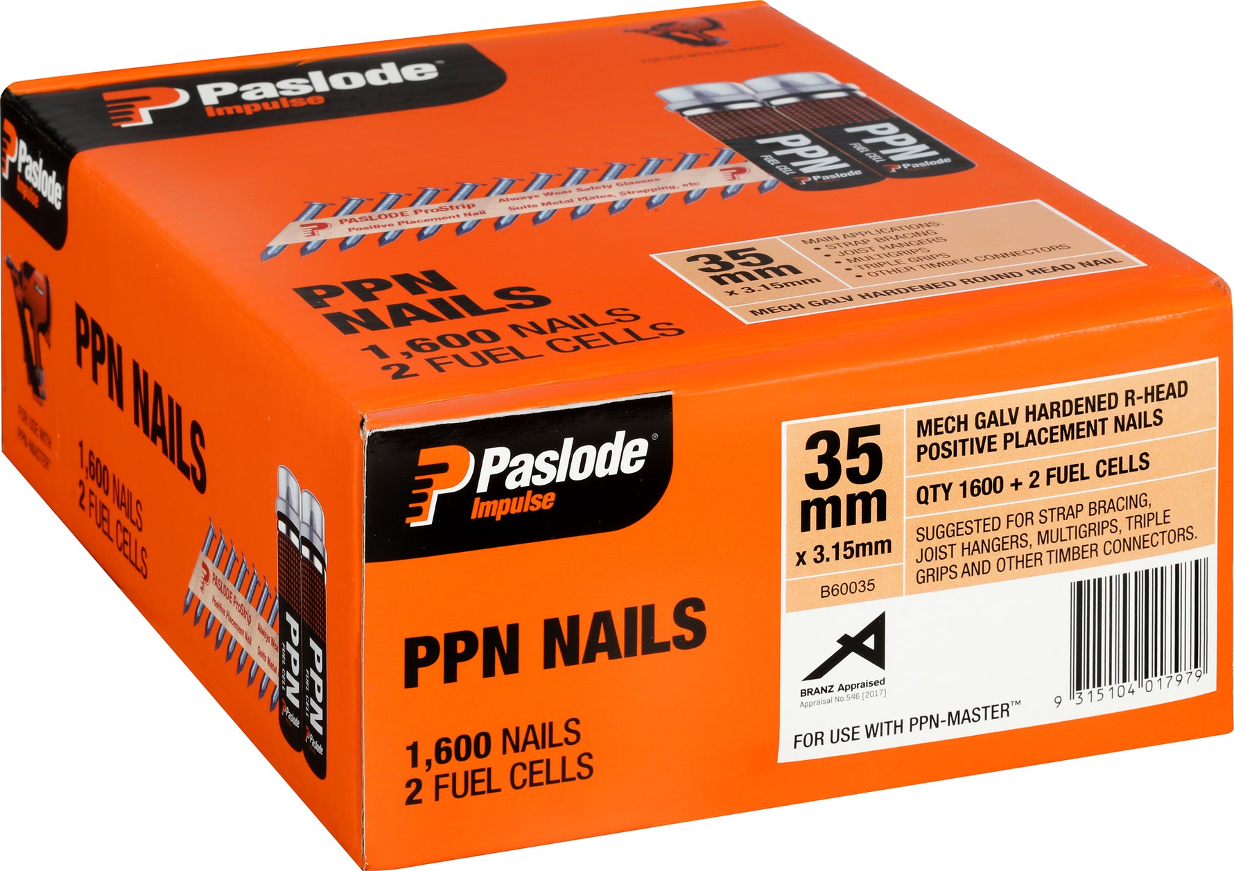 Paslode Impulse 35 x3.15mm Mech. Galv. Smooth R Head Nail 1600