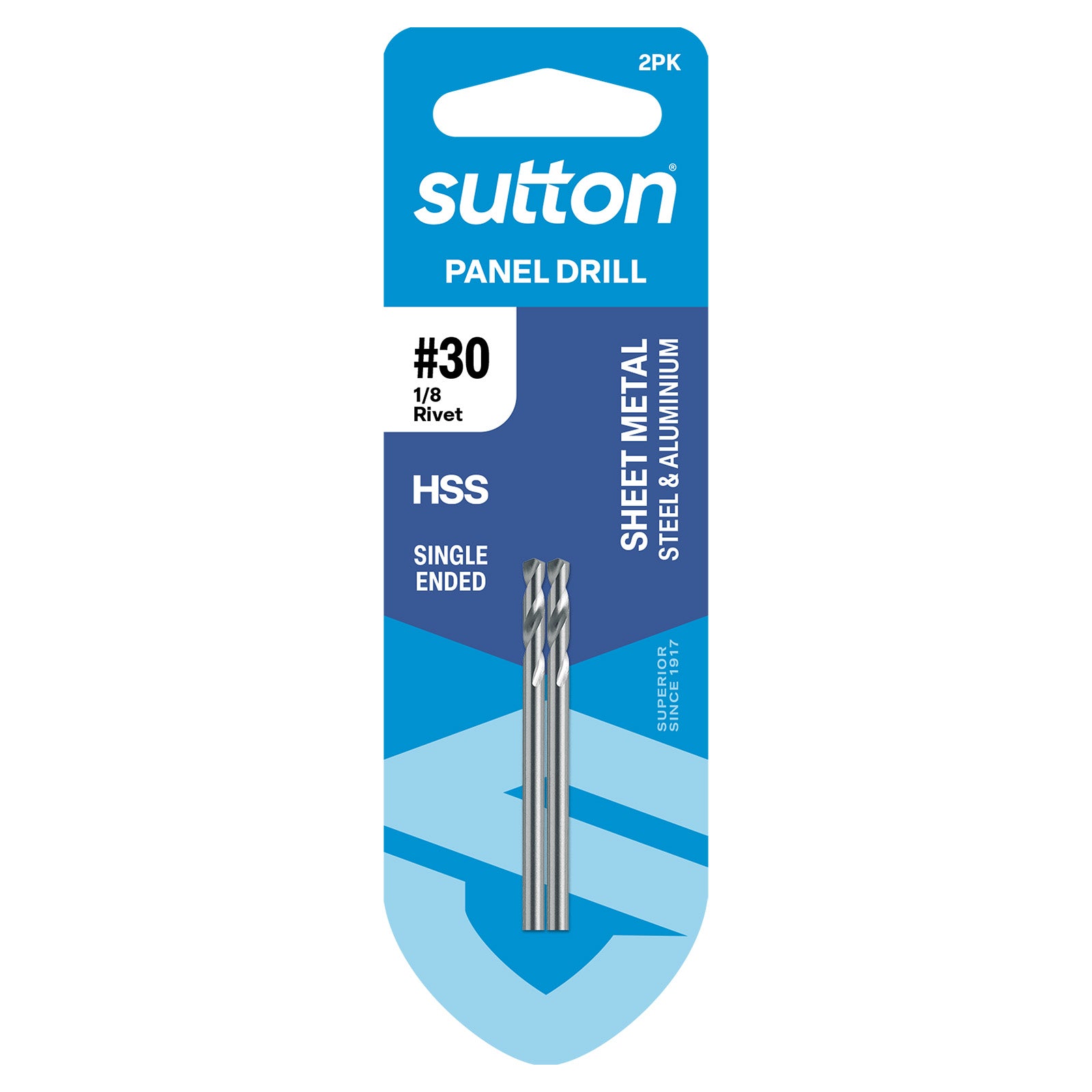 Sutton Tools Drill Panel Shortie Hss Brt #30 (3.26Mm) 2Pk D1310326