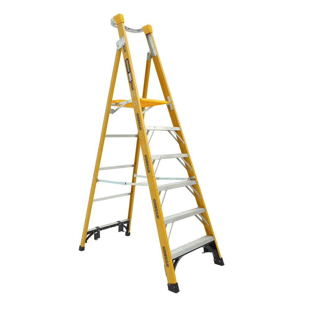 Gorilla FPL006-HD Heavy Duty Platform Fibreglass Ladder 1.8M (6ft) 180kg Industrial