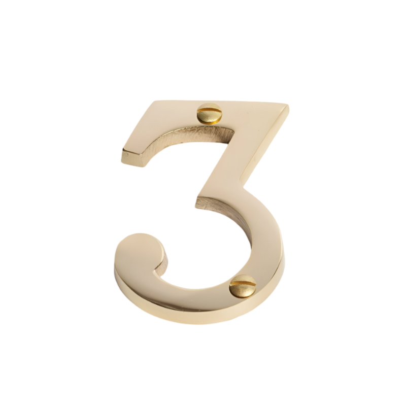 Romak Numerial Windsor Brass Screw Fix H75mm - 3 SB7503