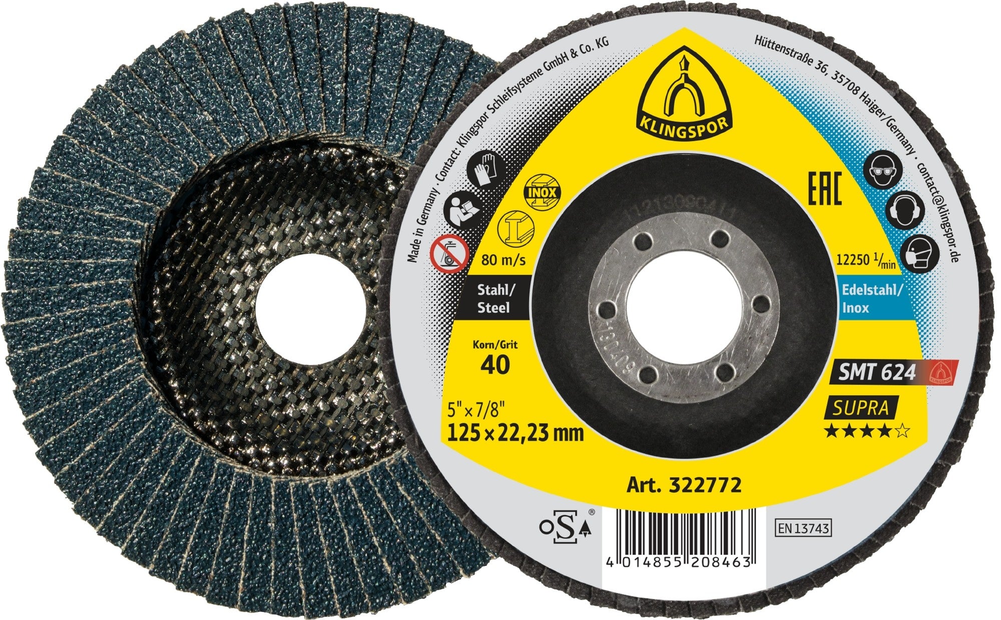 Klingspor 322759 SMT 624 100mm x16mm bore 40 grit convex abrasive mop disc