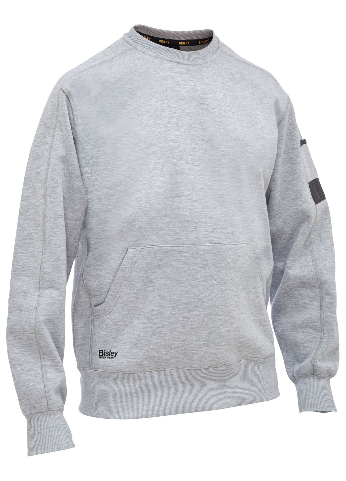 Bisley Workwear BK6723 Men's Grey Marle 6XL Work Fleece Crew Neck Jumper BK6723_BGGY6XL