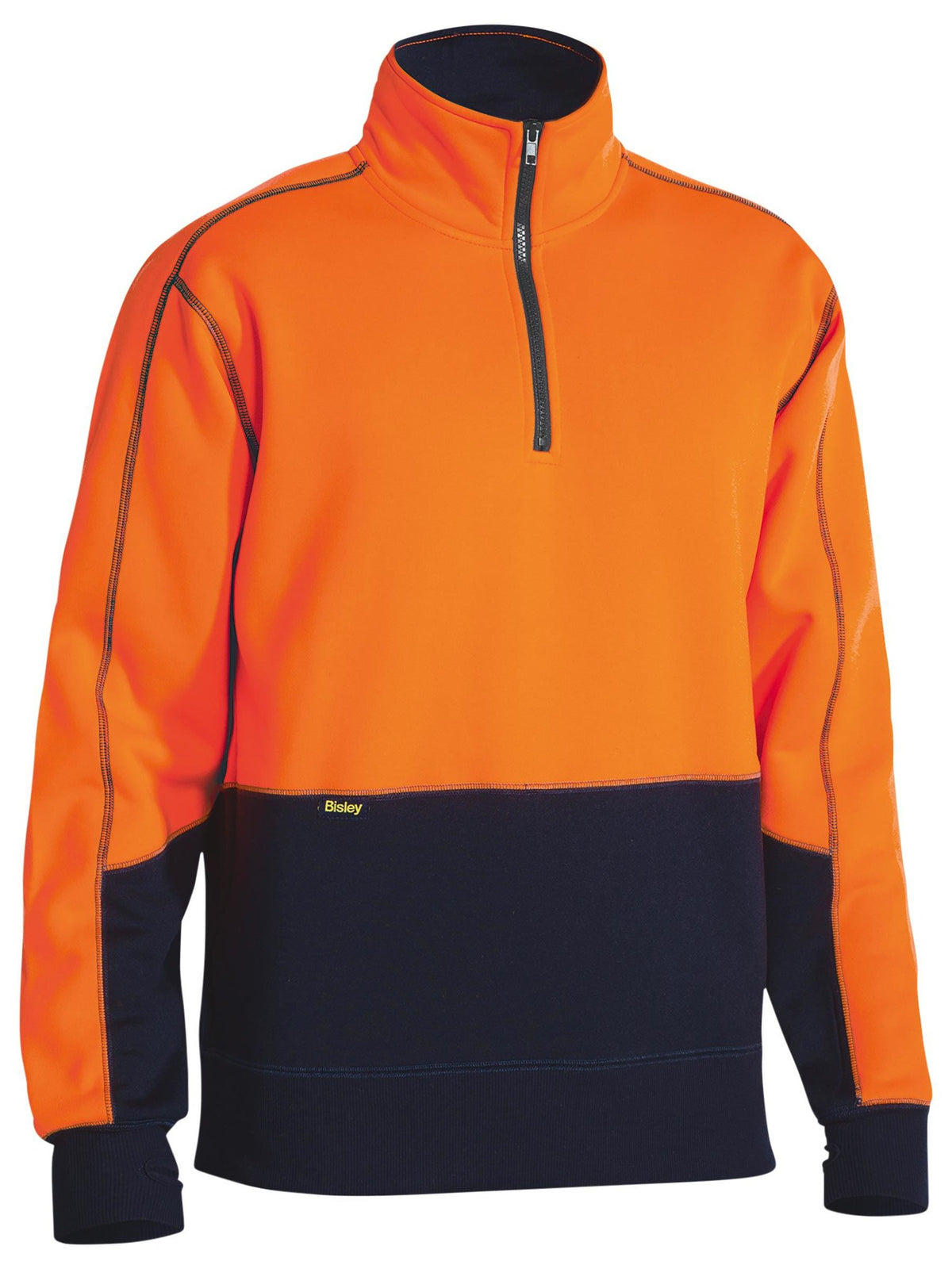 Bisley Workwear BK6989 Men's Orange/Navy 3XL Hi Vis Fleece 1/4 Zip Pullover BK6989_TT053XL