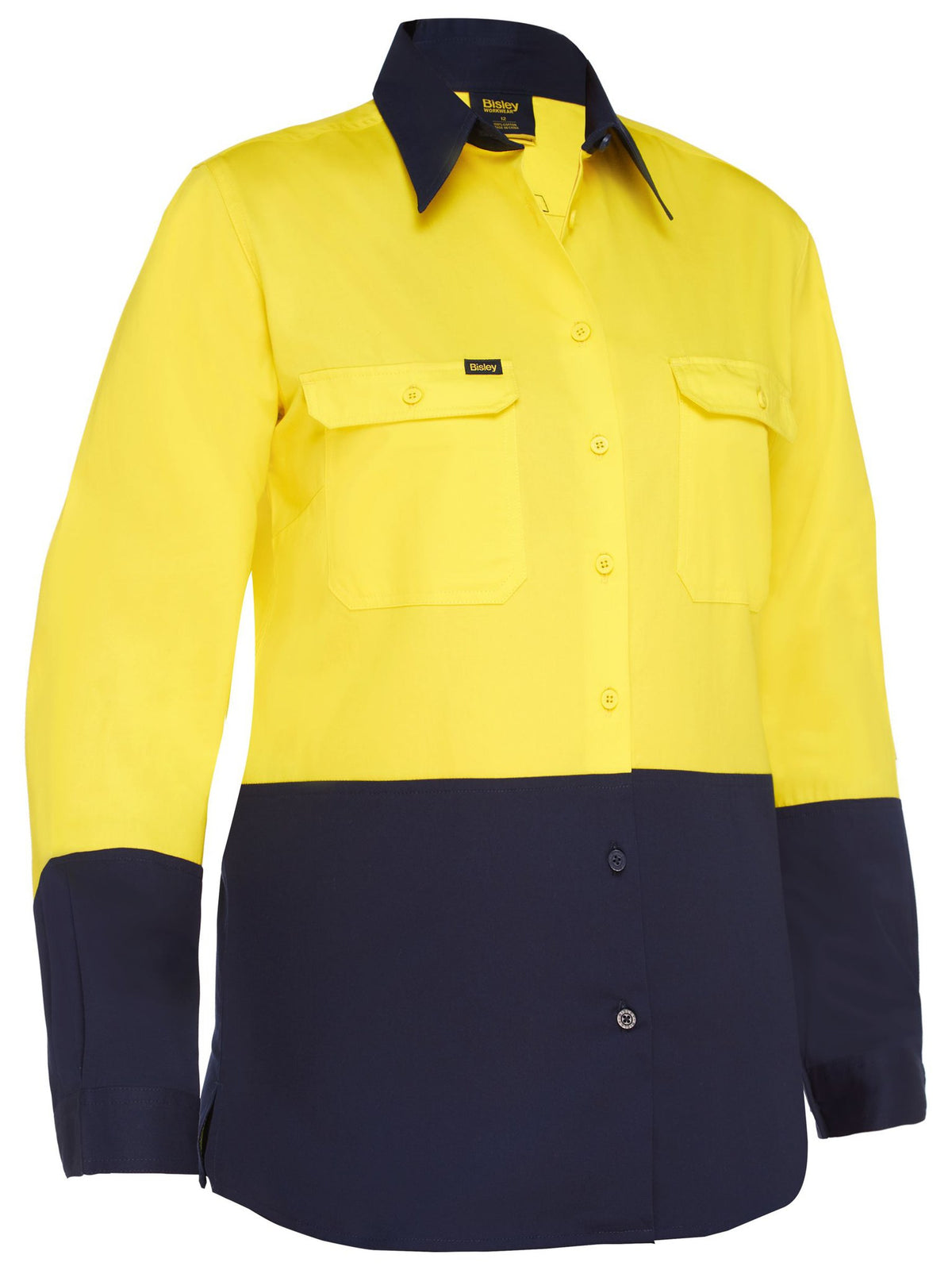 Bisley Workwear BL6895 Women's Yellow/Navy 16 Cool Lightweight Hi Vis Drill Shirt BL6895_TT0116