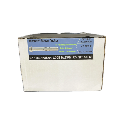 HEX FLANGE GALVANISED MASONBOLT M10-12x65MM (BOX OF 50)