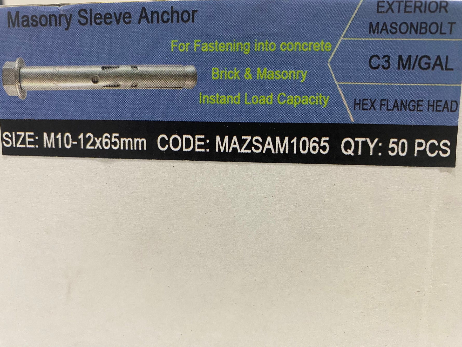 MASONBOLT- T17-12x100mm- 25 PCS
