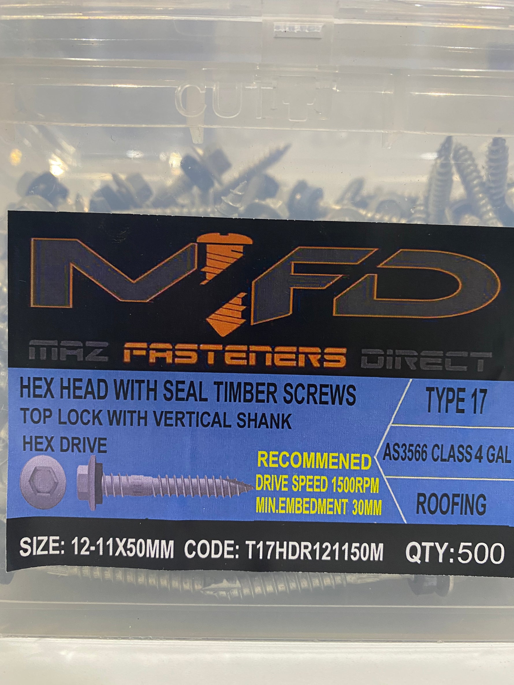HEX HEAD TIMBER SCREWS T17- 12x50mm
