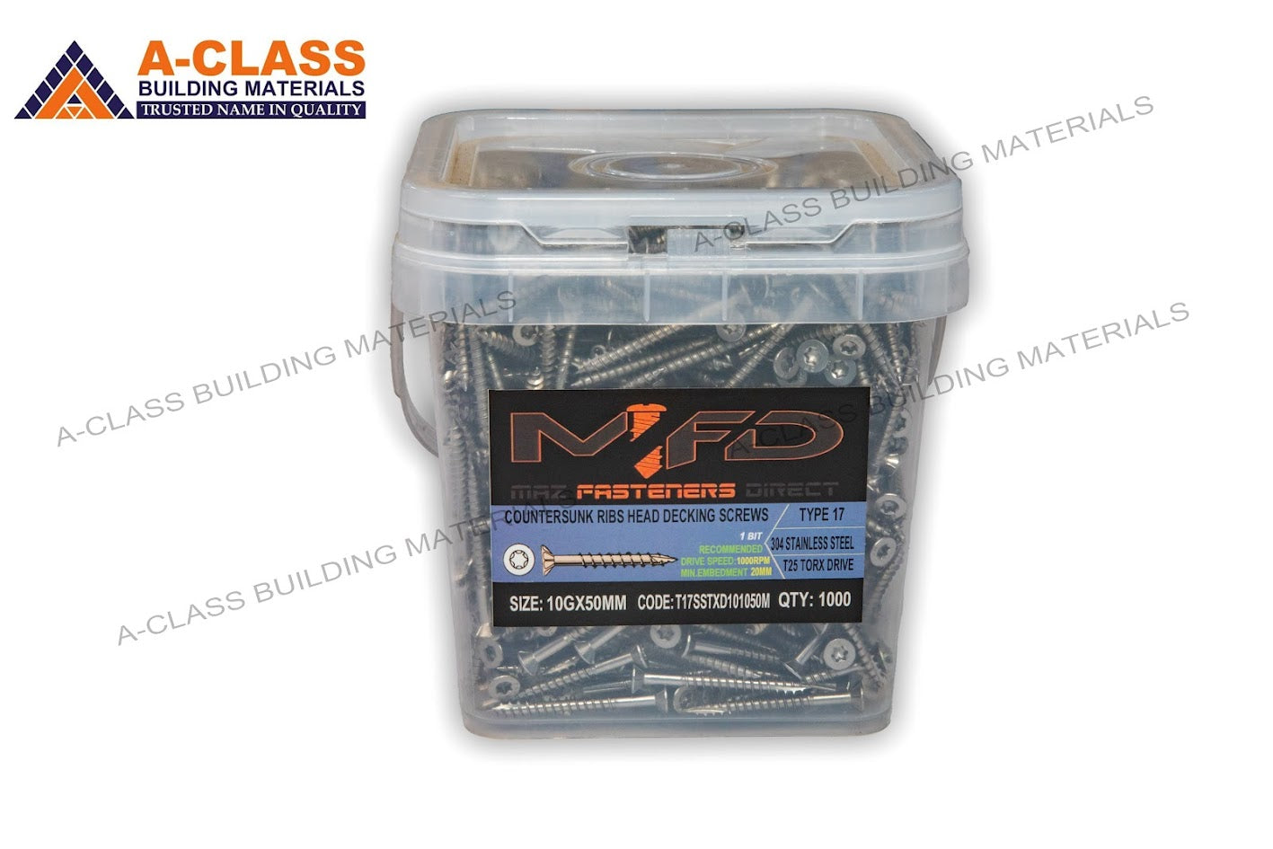DECKING STAINLESS STEEL SCREWS 10Gx50MM (BOX OF 1000)