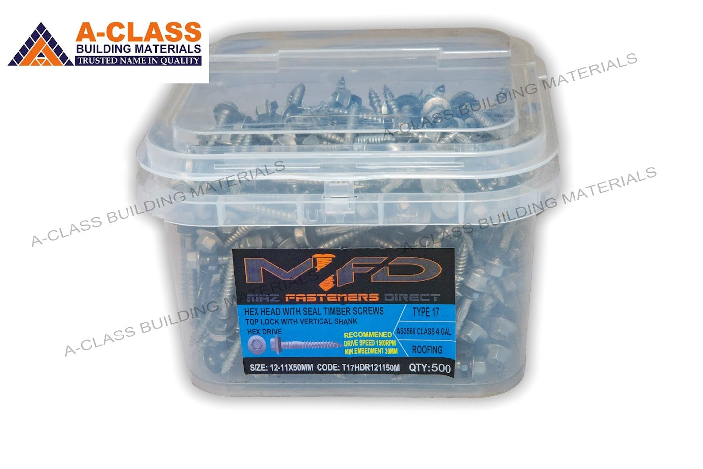 GALVANISED ROOFING SCREWS- 12-11x50MM (500 PCS BOX)