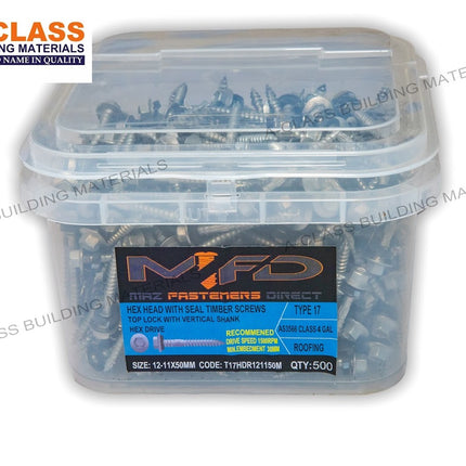 GALVANISED ROOFING SCREWS- 12-11x50MM (500 PCS BOX)