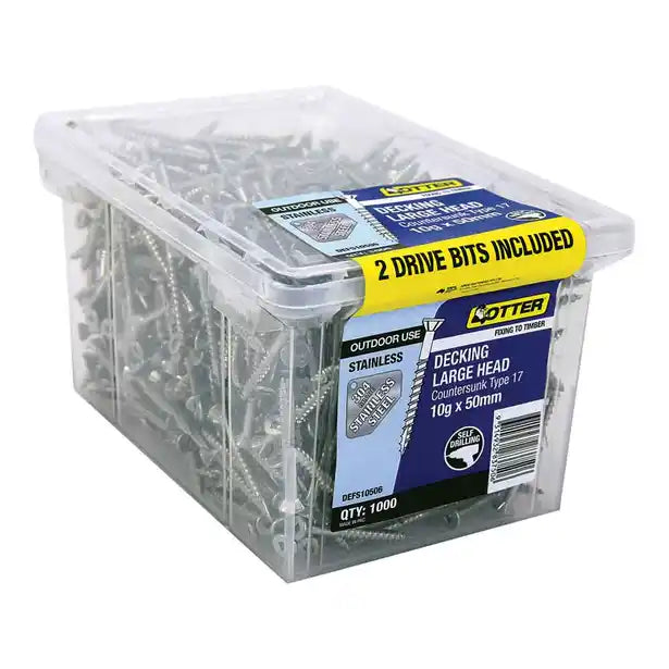 Otter 1000 Pack 10G X 50mm 304Ss Flat Head Decking Screw DEFS10506