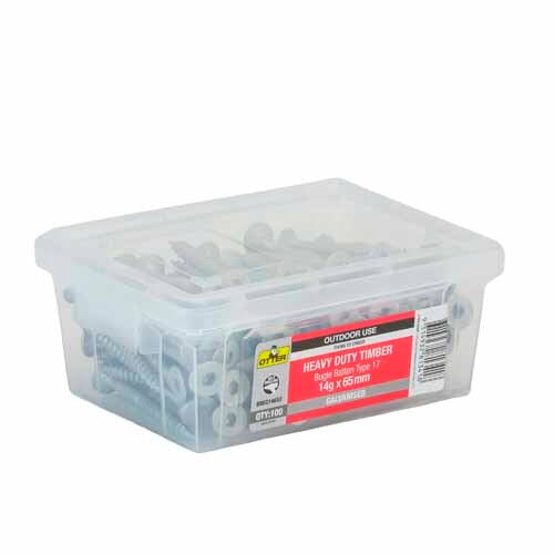 Otter 100 Pack 14G X 65mm Batten Bugle Screw T17 Galv BBEG14653
