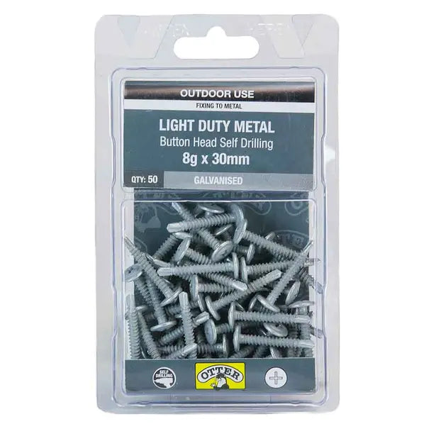 Otter 50 Pack 8G X 30mm Metal Button Screw Galv SLAG08302