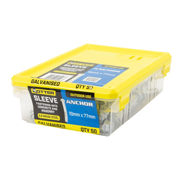 Otter Sleeve Anchor GALVANISED10X77MM PK50 SAC31077O