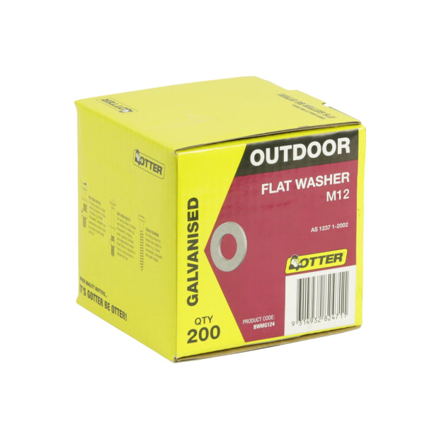 Otter Washer Flat Galv M12 Box of 200 BWMG124